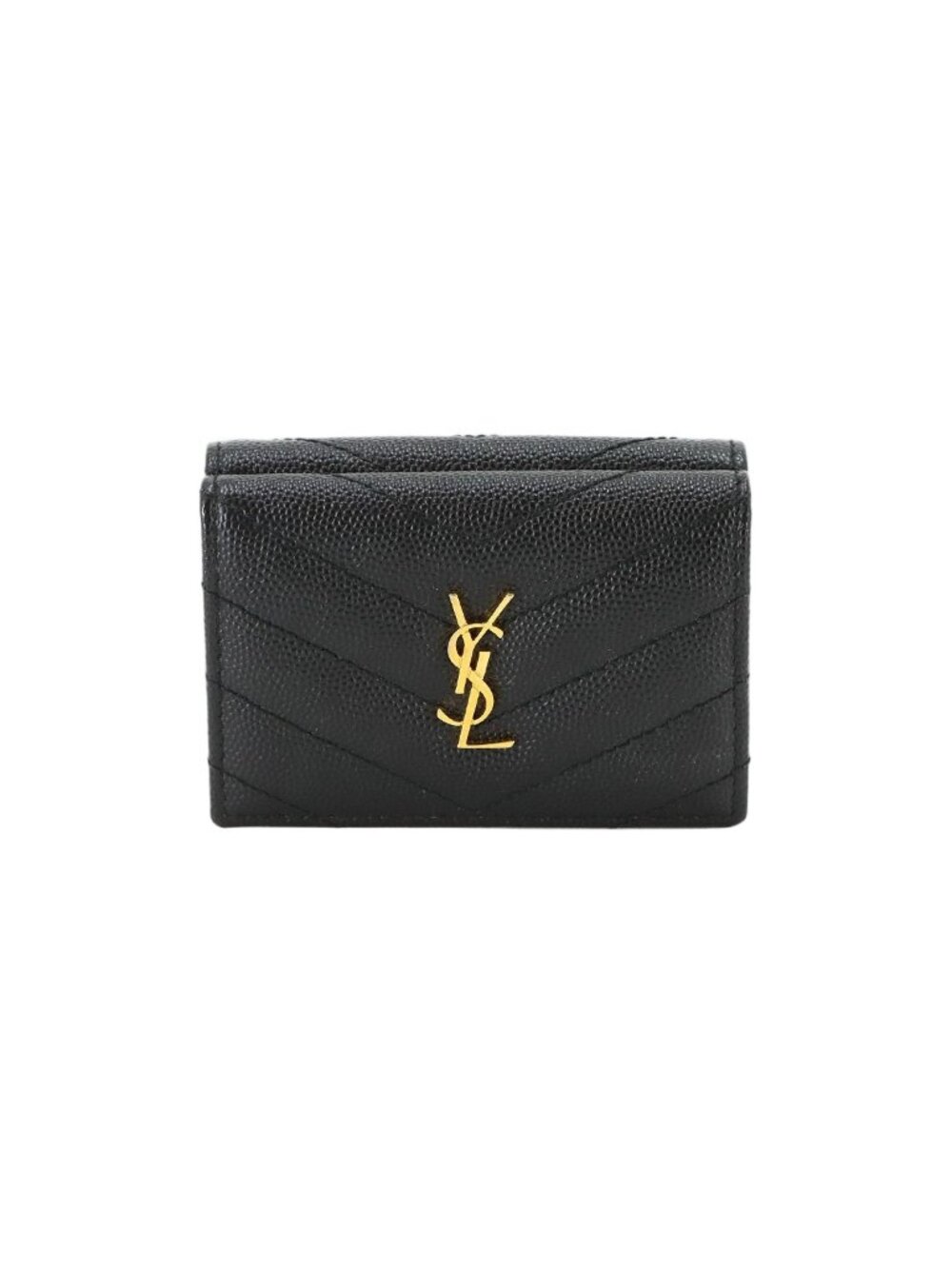 Saint Laurent Cassandra Origami Tiny Wallet Trifold Leather Black
